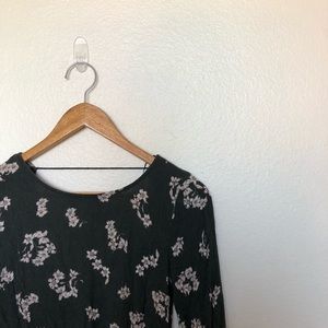 Pull&Bear floral black long sleeve mini dress